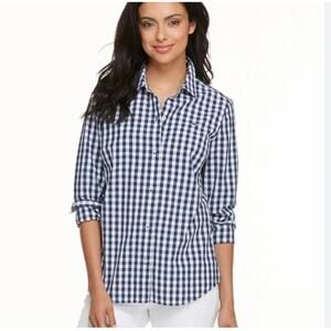 vineyard vines gingham button up shirt navy womens size 10